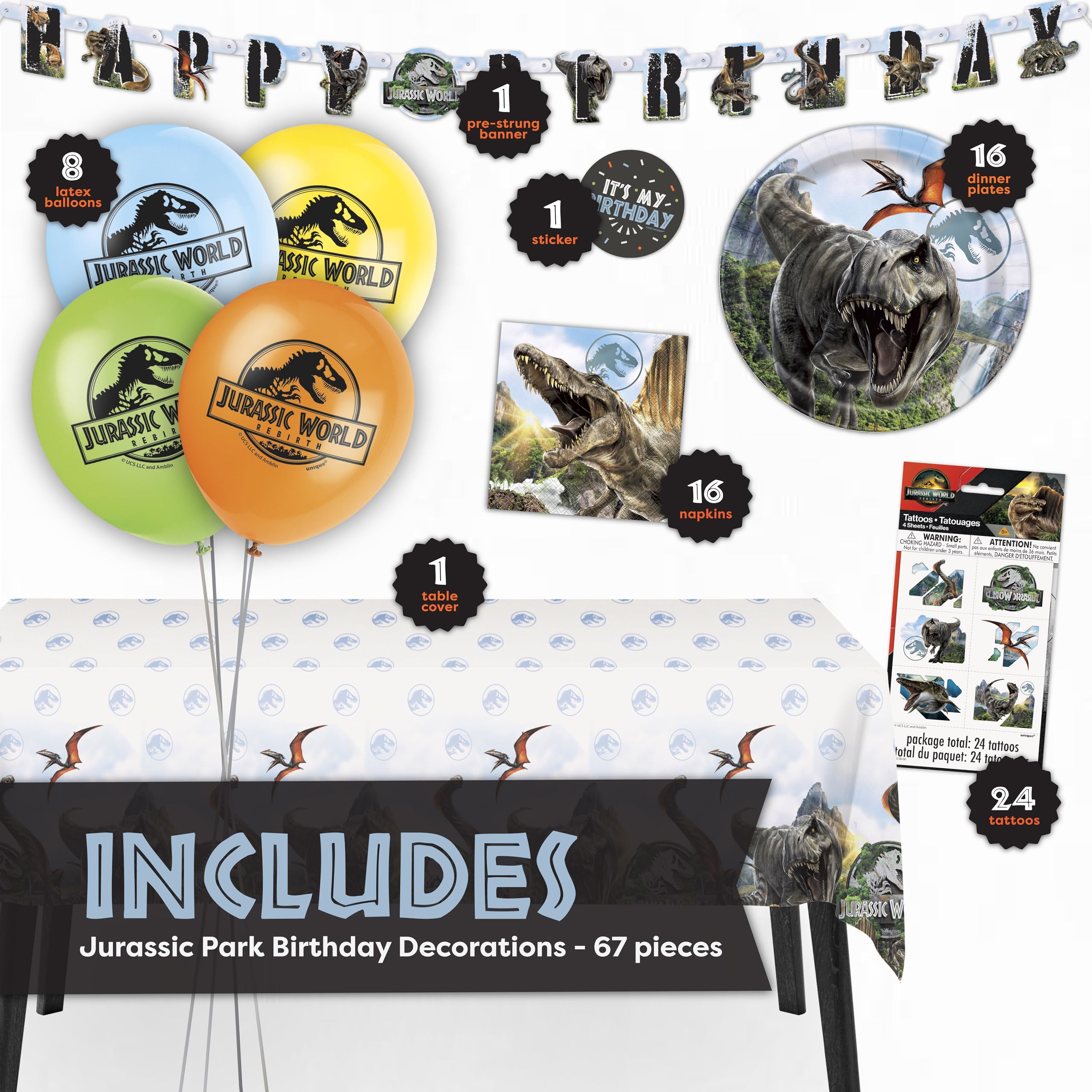 Unique Jurassic Park banner sets the room mood.