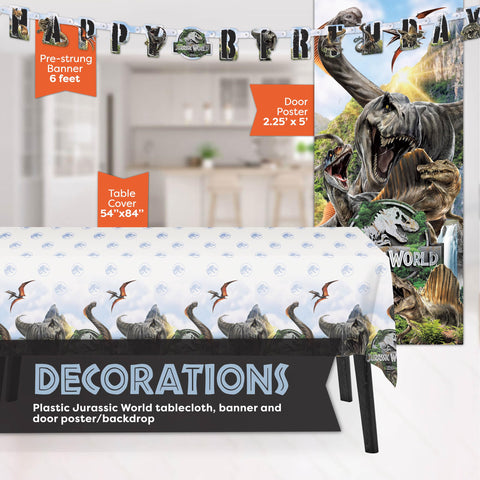 Unique Jurassic Park tablecloth protects surfaces while highlighting the theme