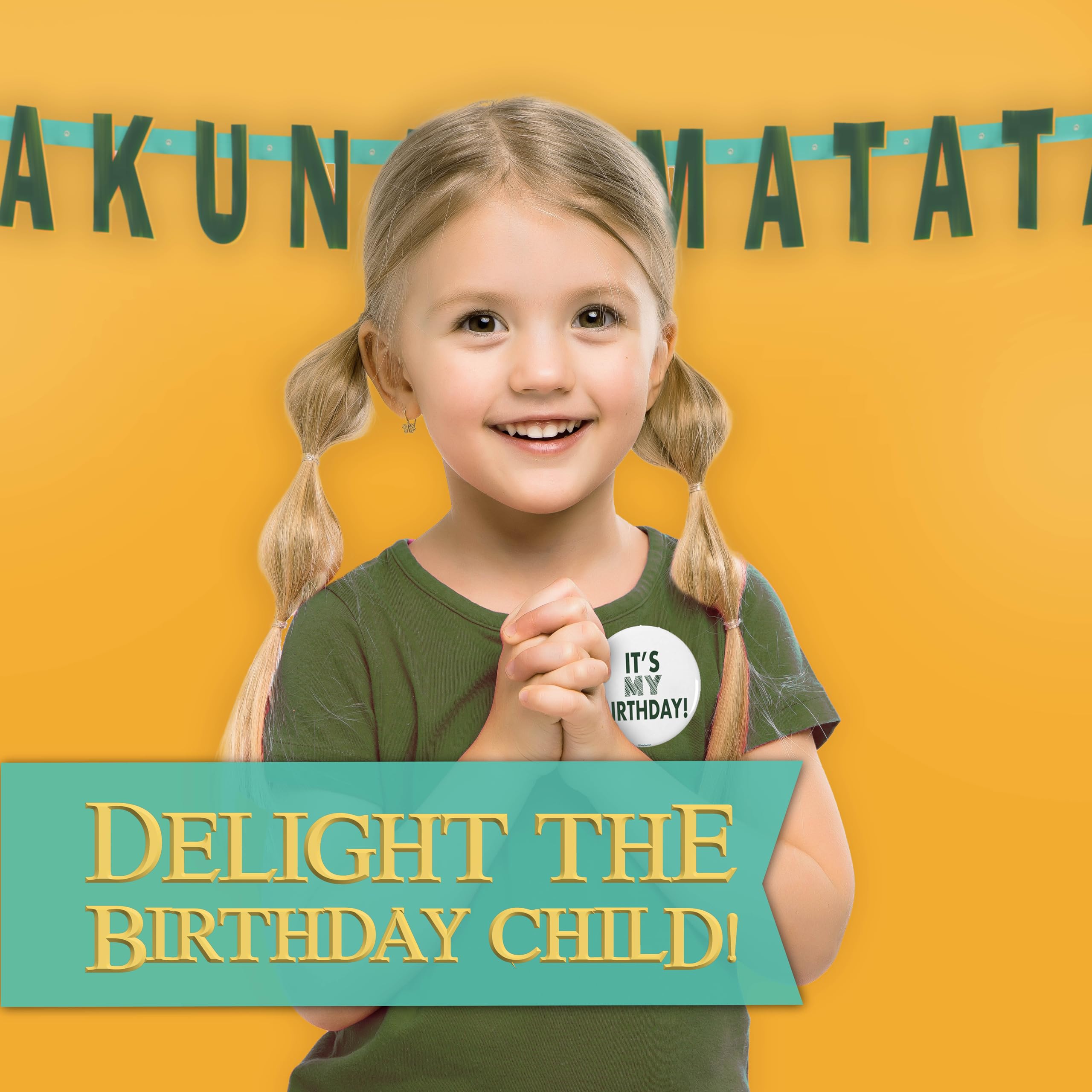 Unique Lion King birthday button highlights the guest of honor.