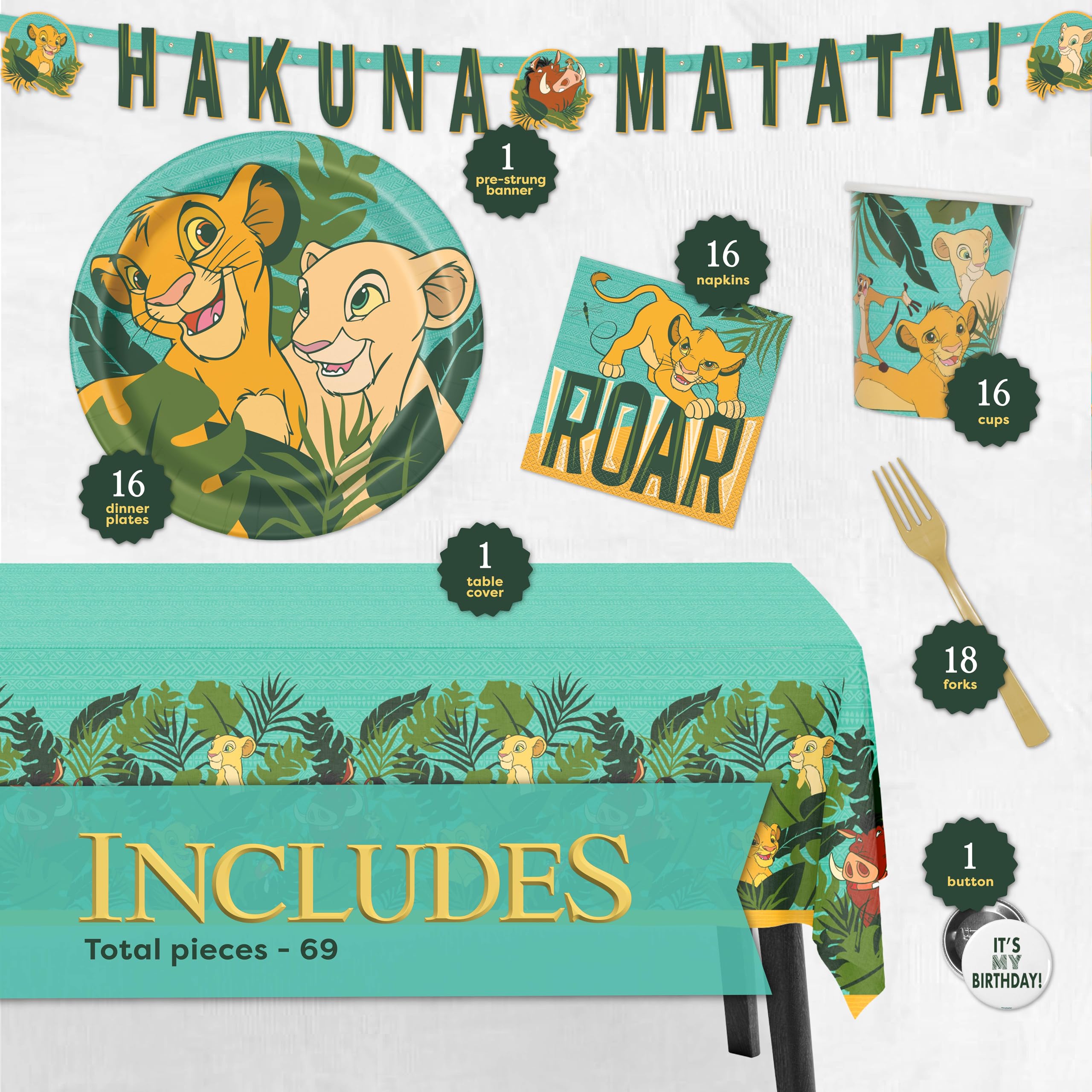 Unique Lion King table cover protects surfaces while party vibes shine.