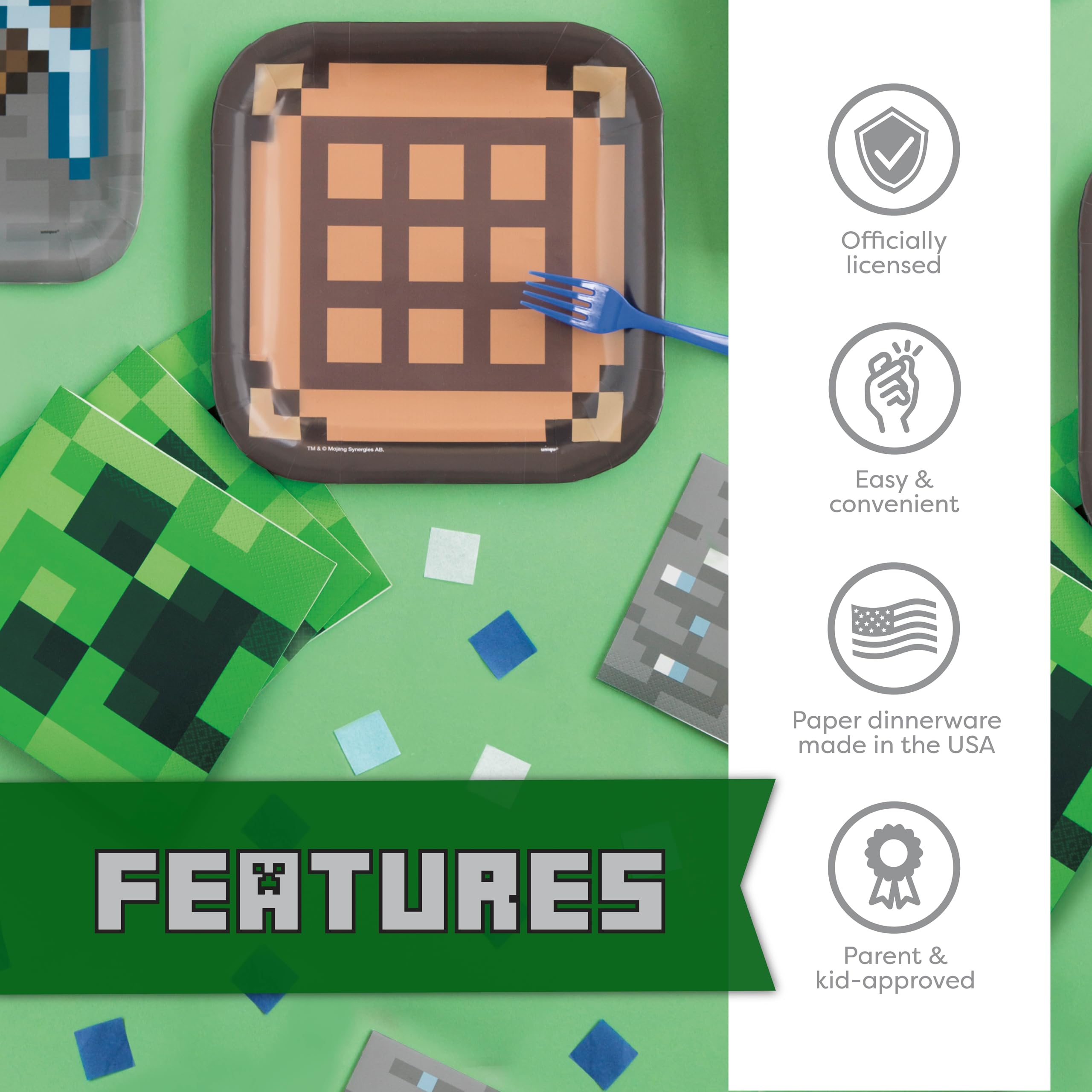 Unique Minecraft officially licensed packaging confirms authentic branding for celebrations.