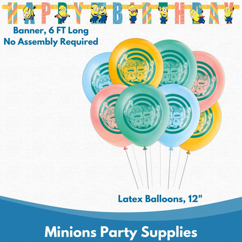 Unique Minions balloons 8-pack for vibrant accents and festive atmosphere.
