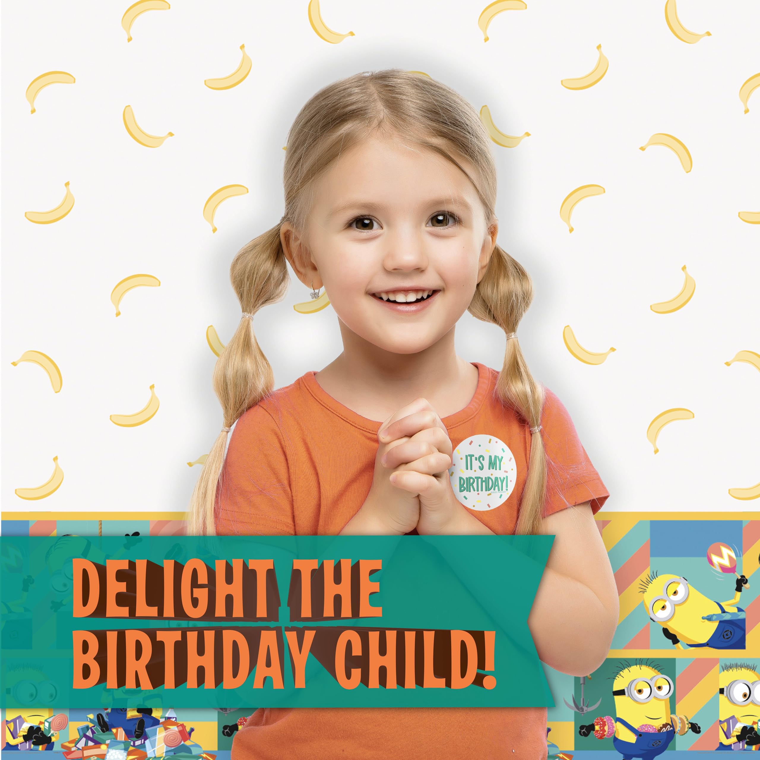 Unique Minions birthday sticker highlights the guest of honor.