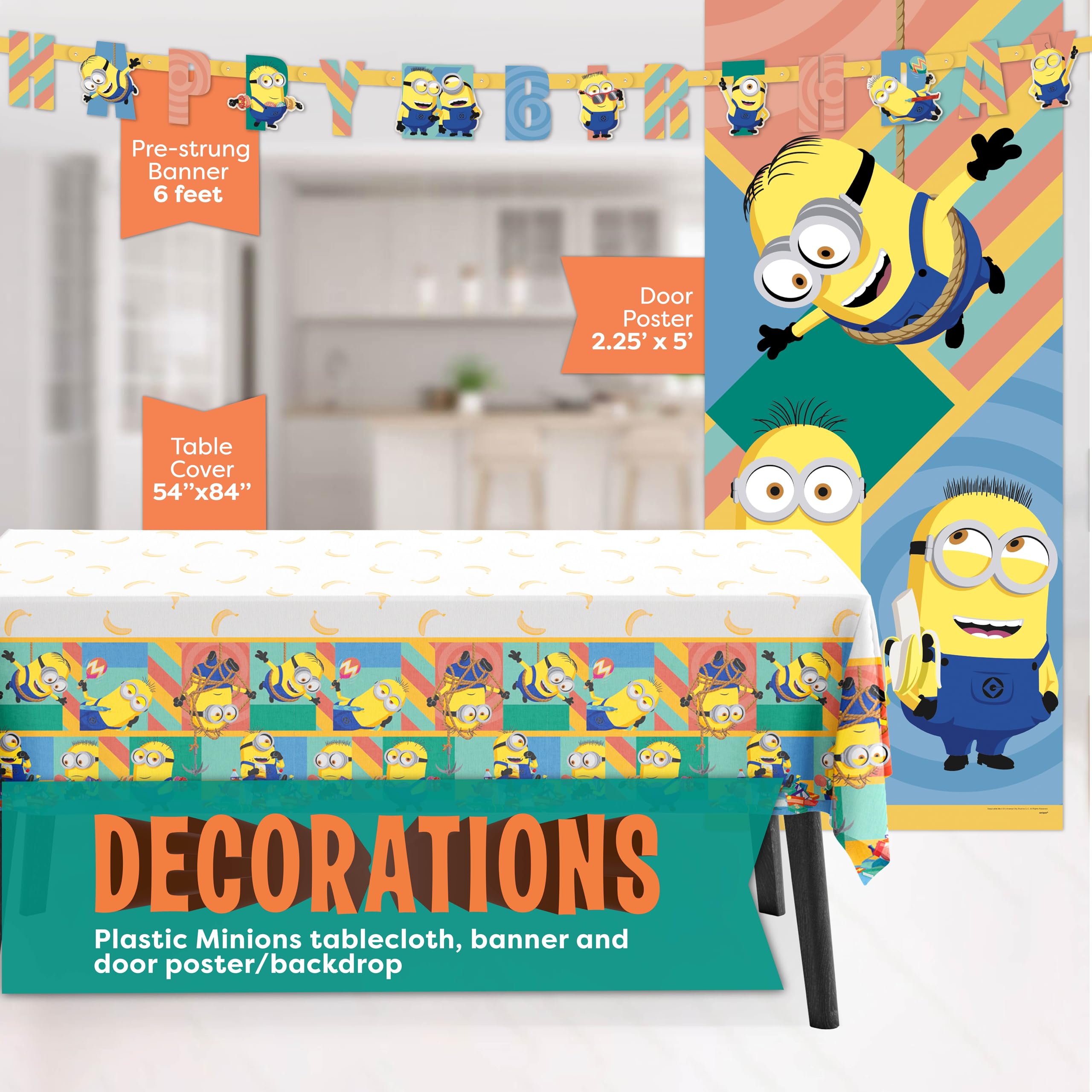 Unique Minions 27x60 door poster doubles as a fun photo backdrop.