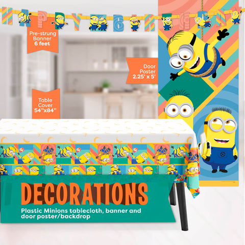 Unique Minions 27x60 door poster doubles as a fun photo backdrop.