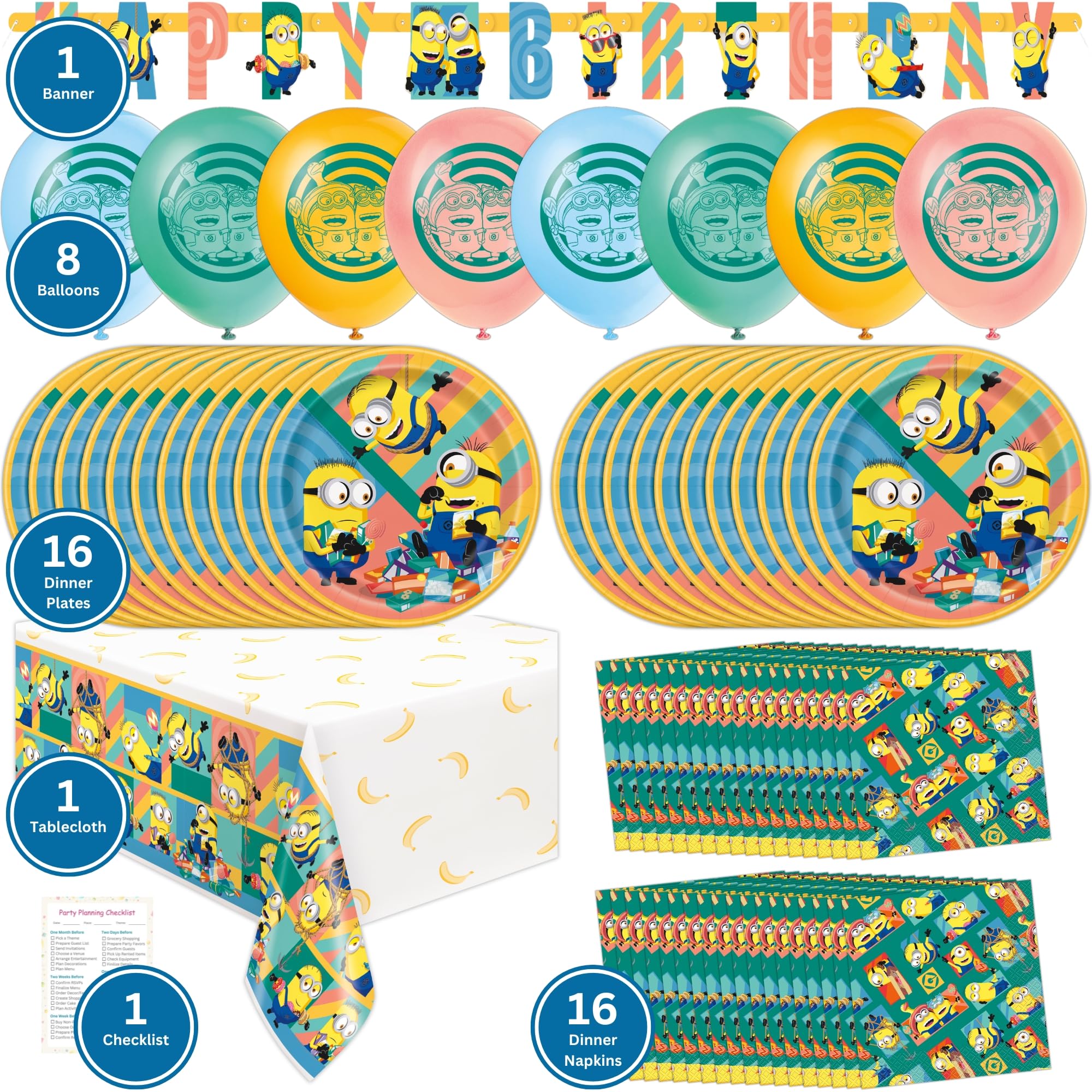 Unique Minions napkins 16-count for quick cleanups and celebrations.