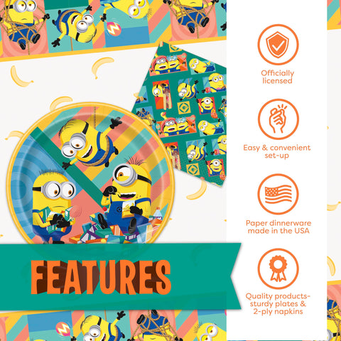 Unique Minions 2-ply napkins help keep little hands clean during the festivities.