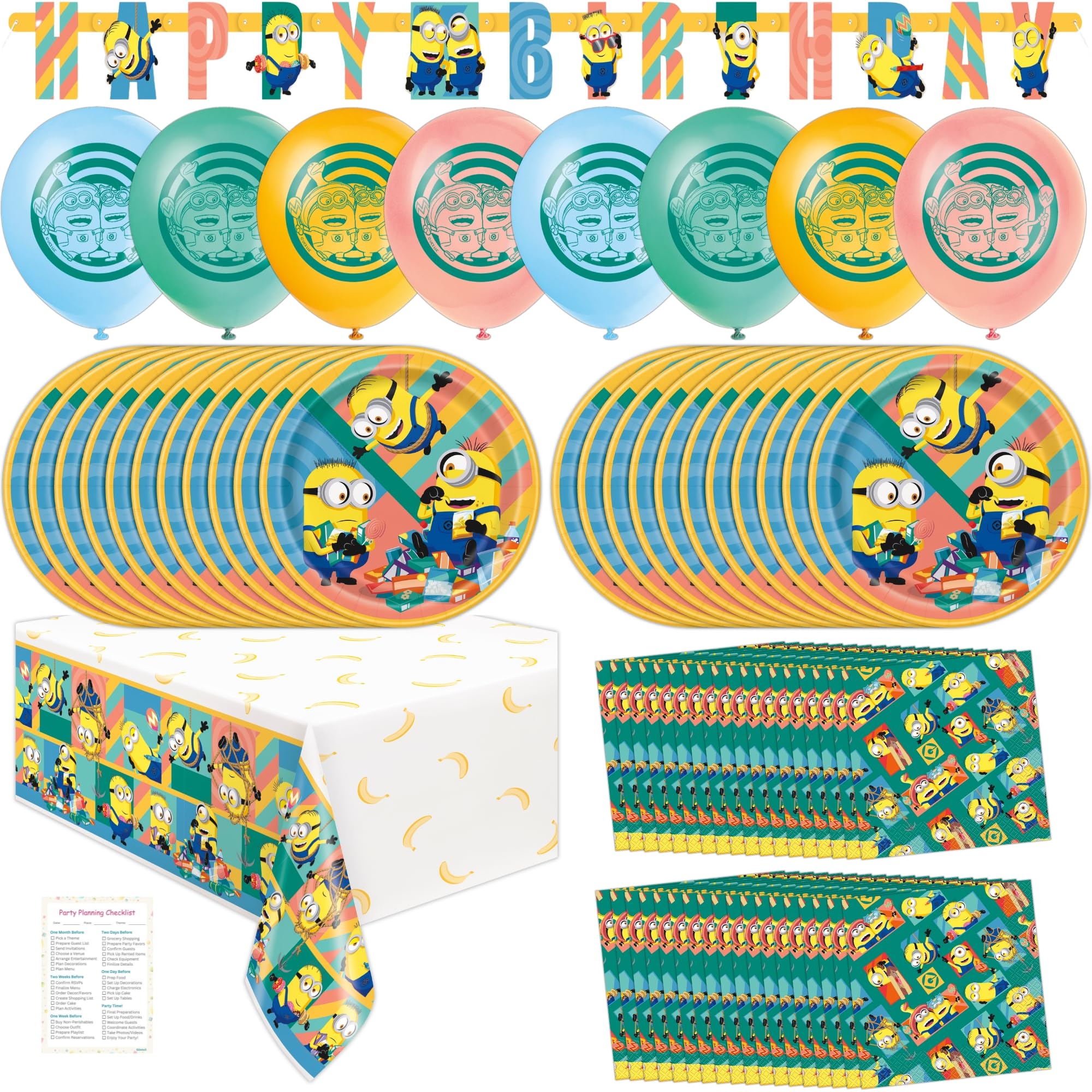 Unique Minions plates 16-count for kid's party meals and desserts.