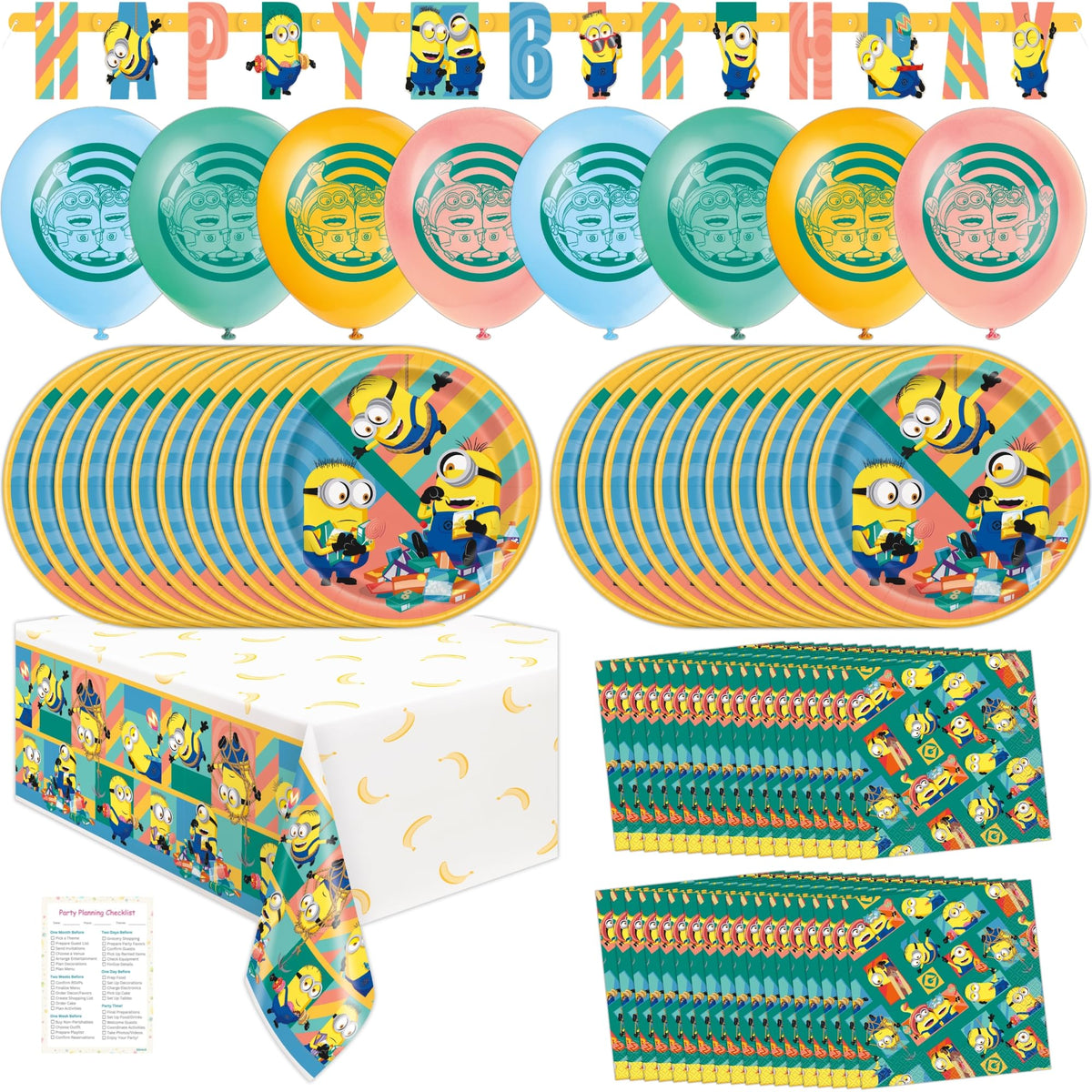 Unique Minions plates 16-count for kid's party meals and desserts.