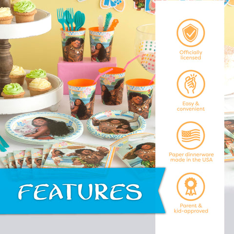 Unique Moana party birthday button: highlights the birthday guest.