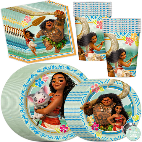 Unique Moana party plates: sturdy 9-inch dinnerware for easy serving.