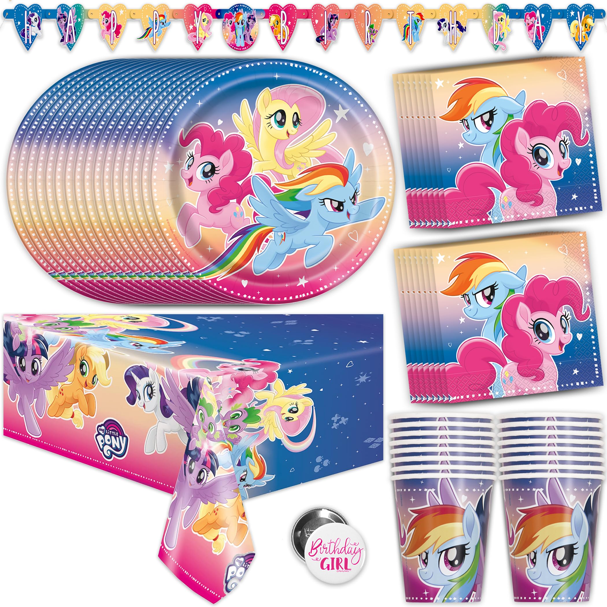 Unique My Little Pony banner heart pennant hanging over gifts for a festive party.