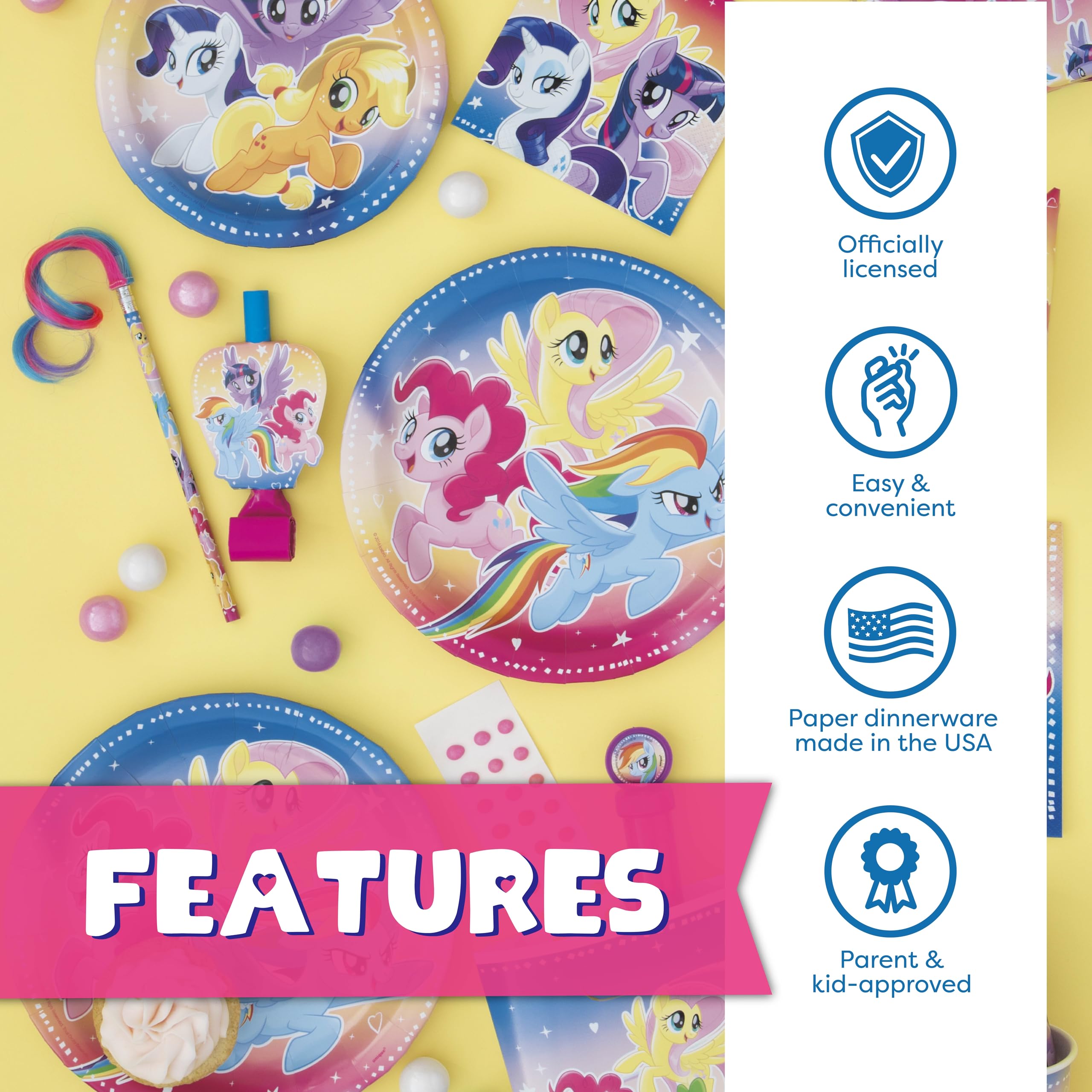 Unique My Little Pony napkins catch spills during celebrations.