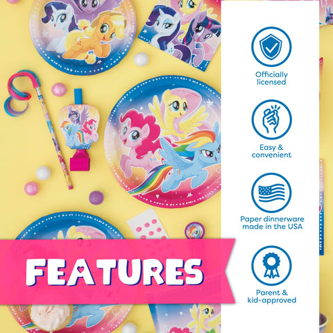 Unique My Little Pony napkins catch spills during celebrations.