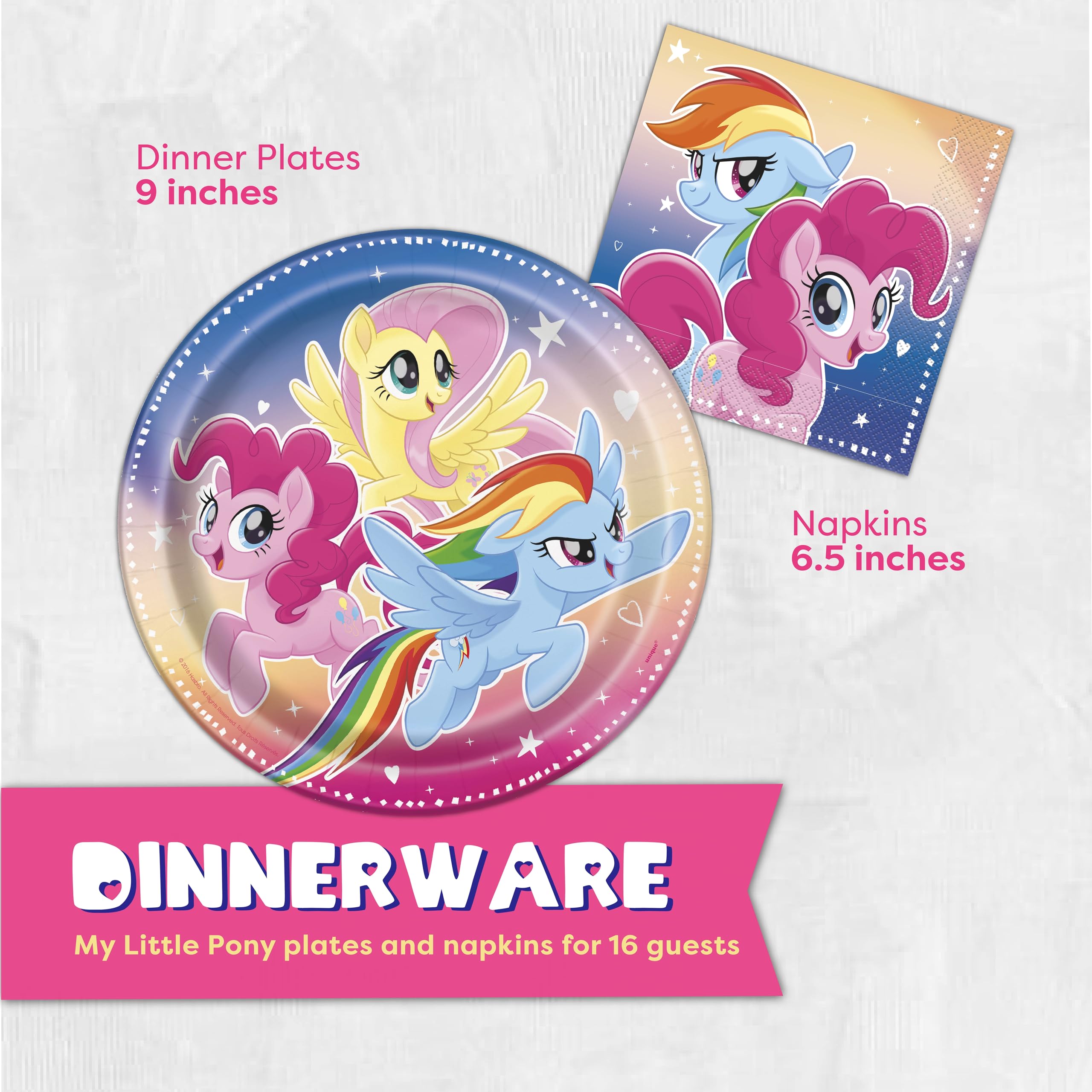 Unique My Little Pony napkins complement plates and help tidy spills