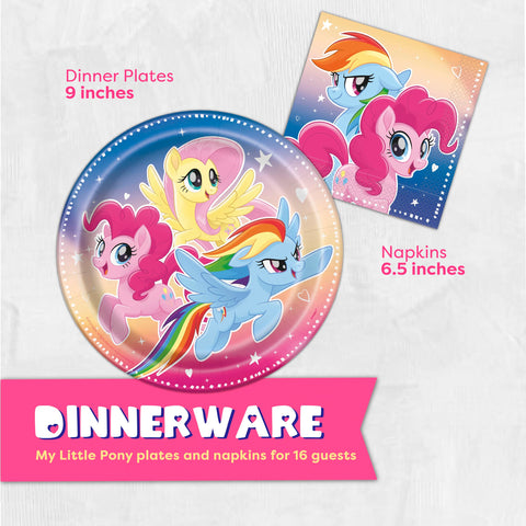 Unique My Little Pony napkins complement plates and help tidy spills