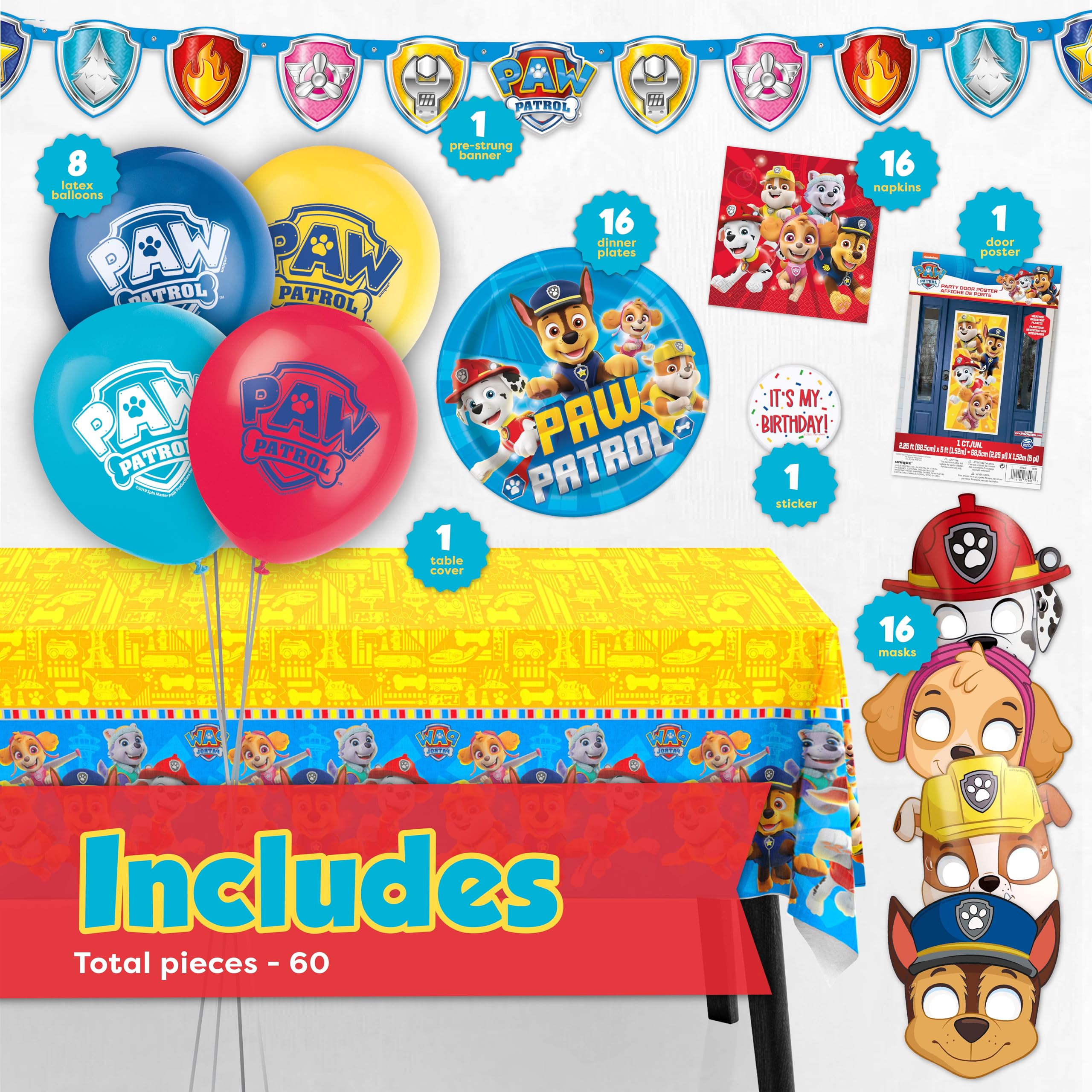 Unique Paw Patrol banner creates a festive focal point for photos.