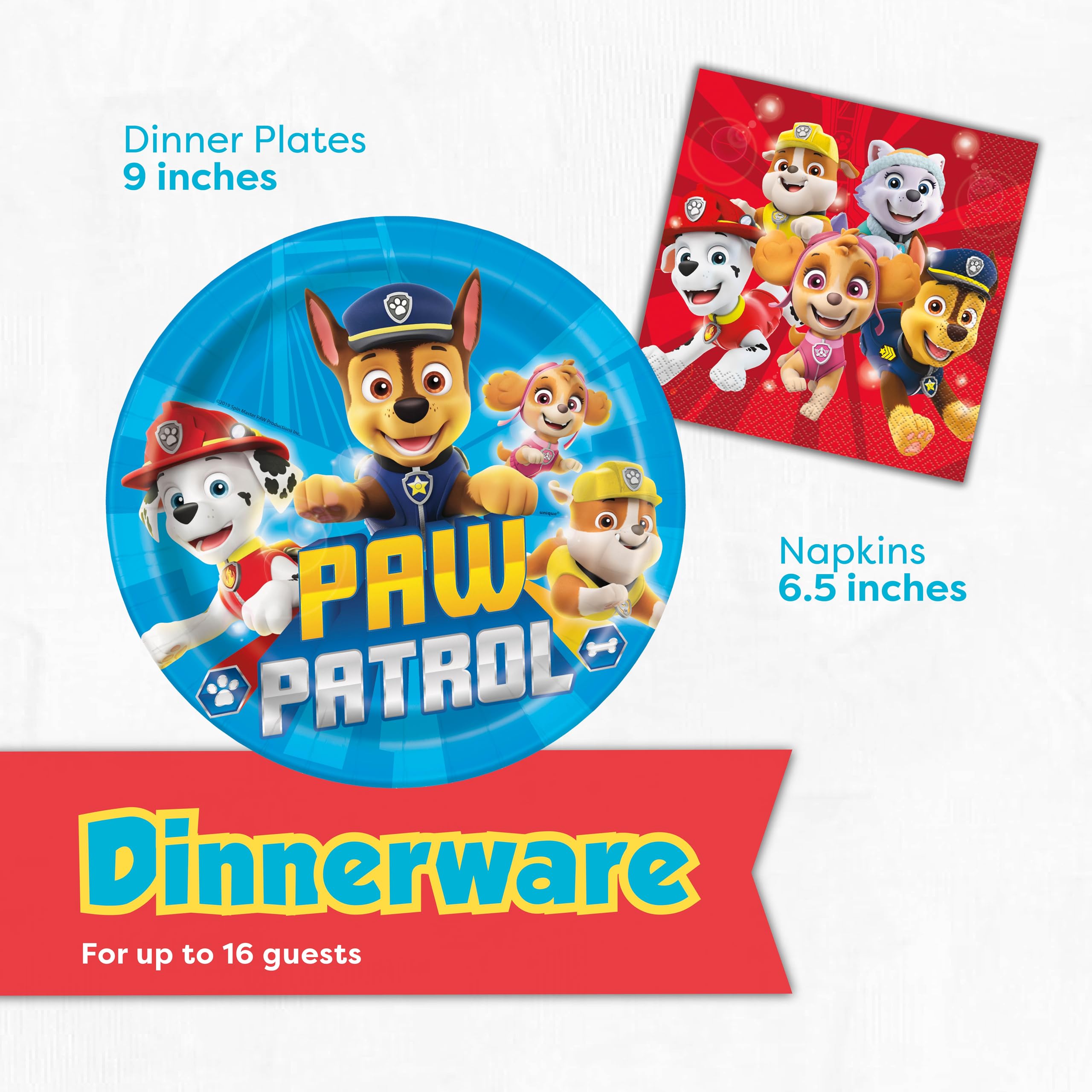 Unique Paw Patrol 9-inch dinner plates sturdy for pizza, cake, and snacks