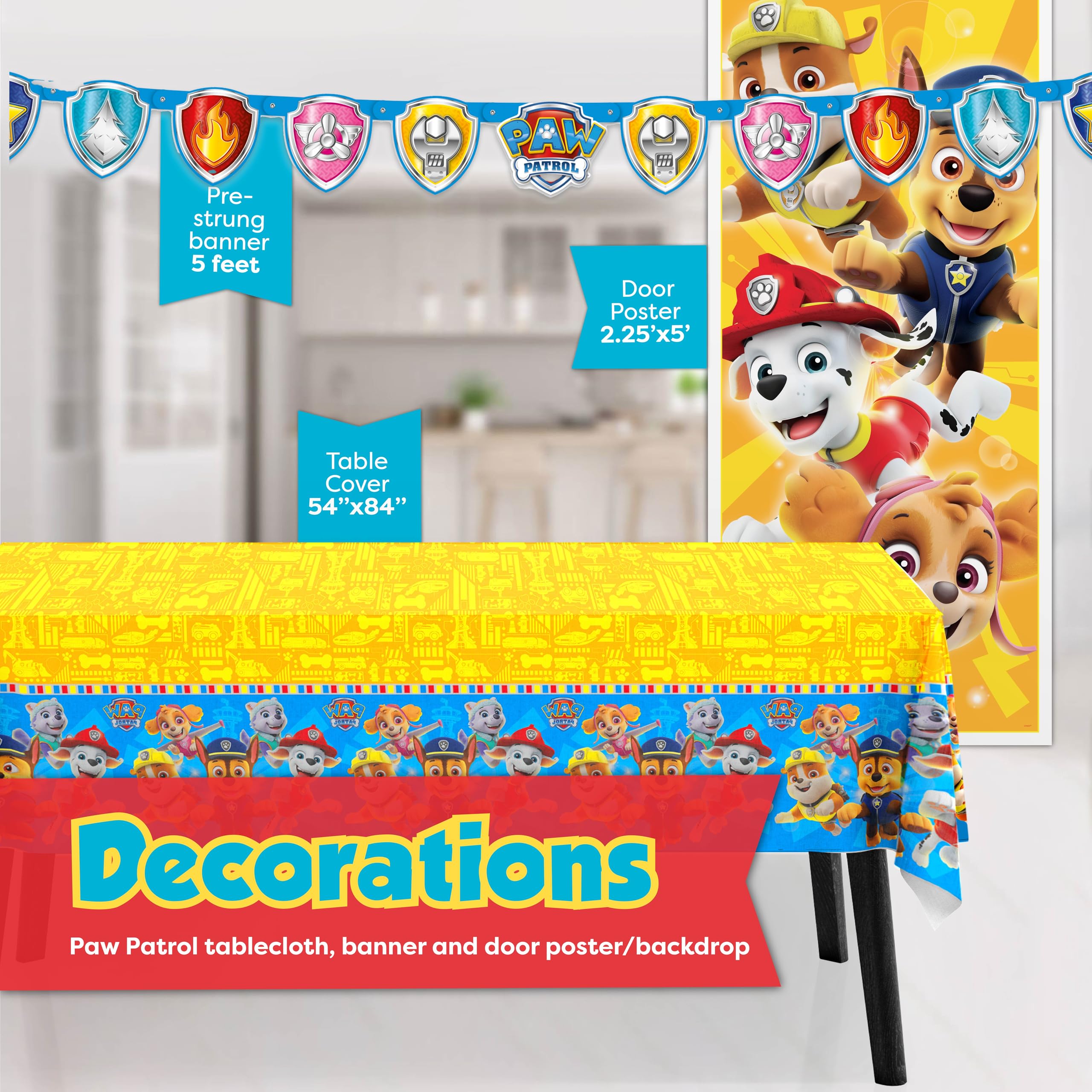 Unique Paw Patrol door poster backdrop welcomes guests and sets scene
