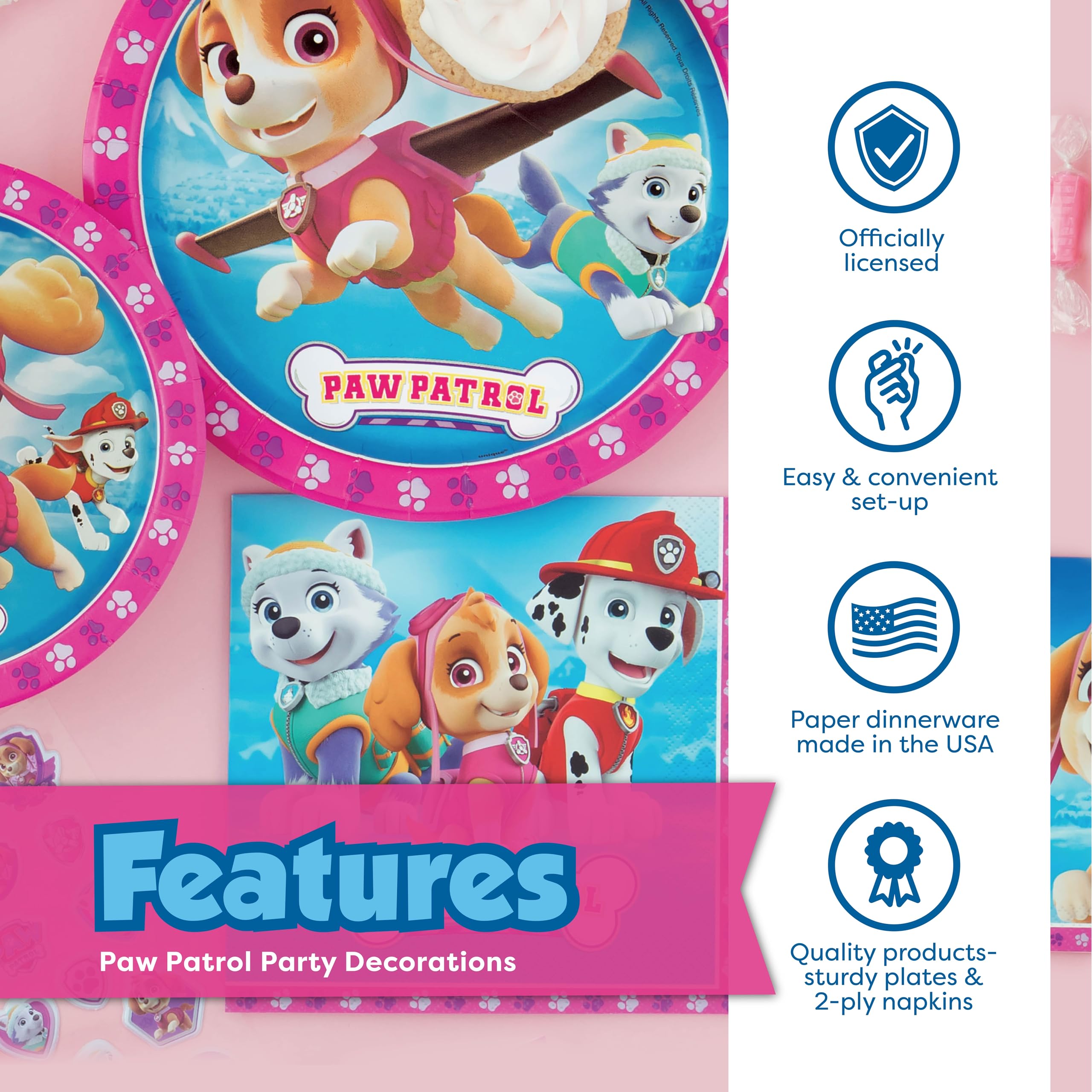 Unique Paw Patrol set serves 32 guests, convenient all-in-one solution