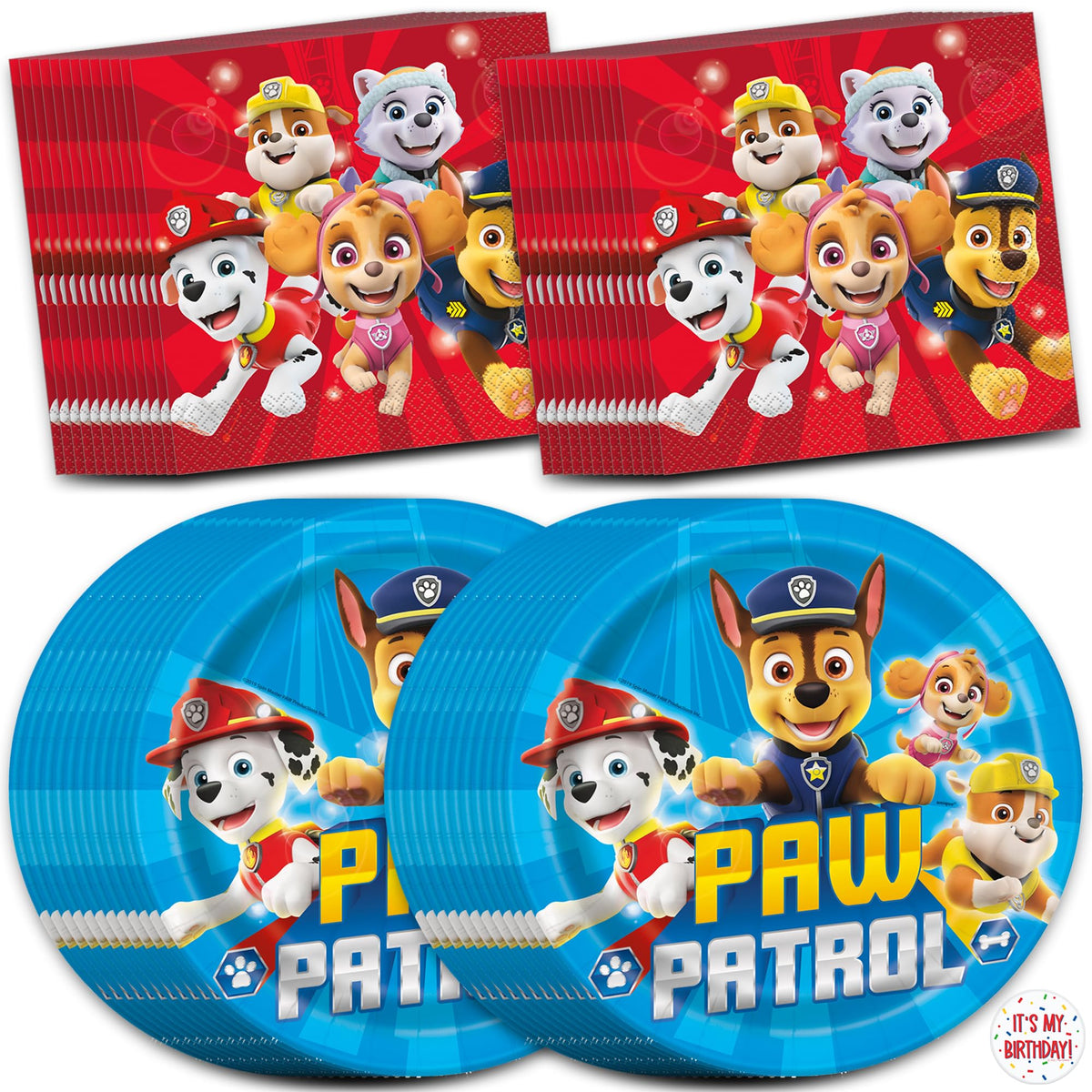 Unique Paw Patrol plates 9-inch on a party table for kids