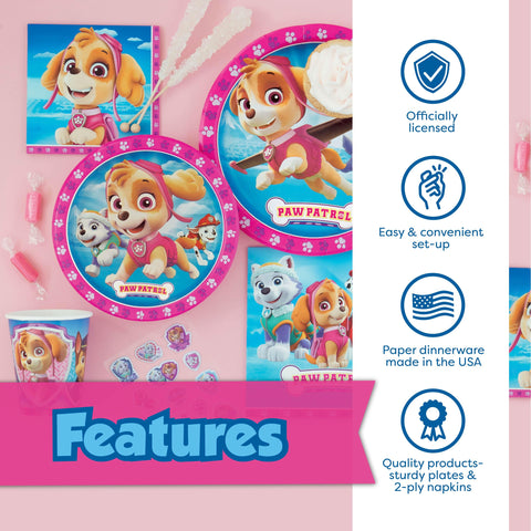 Unique Paw Patrol 9-inch plates are sized for hearty party meals.