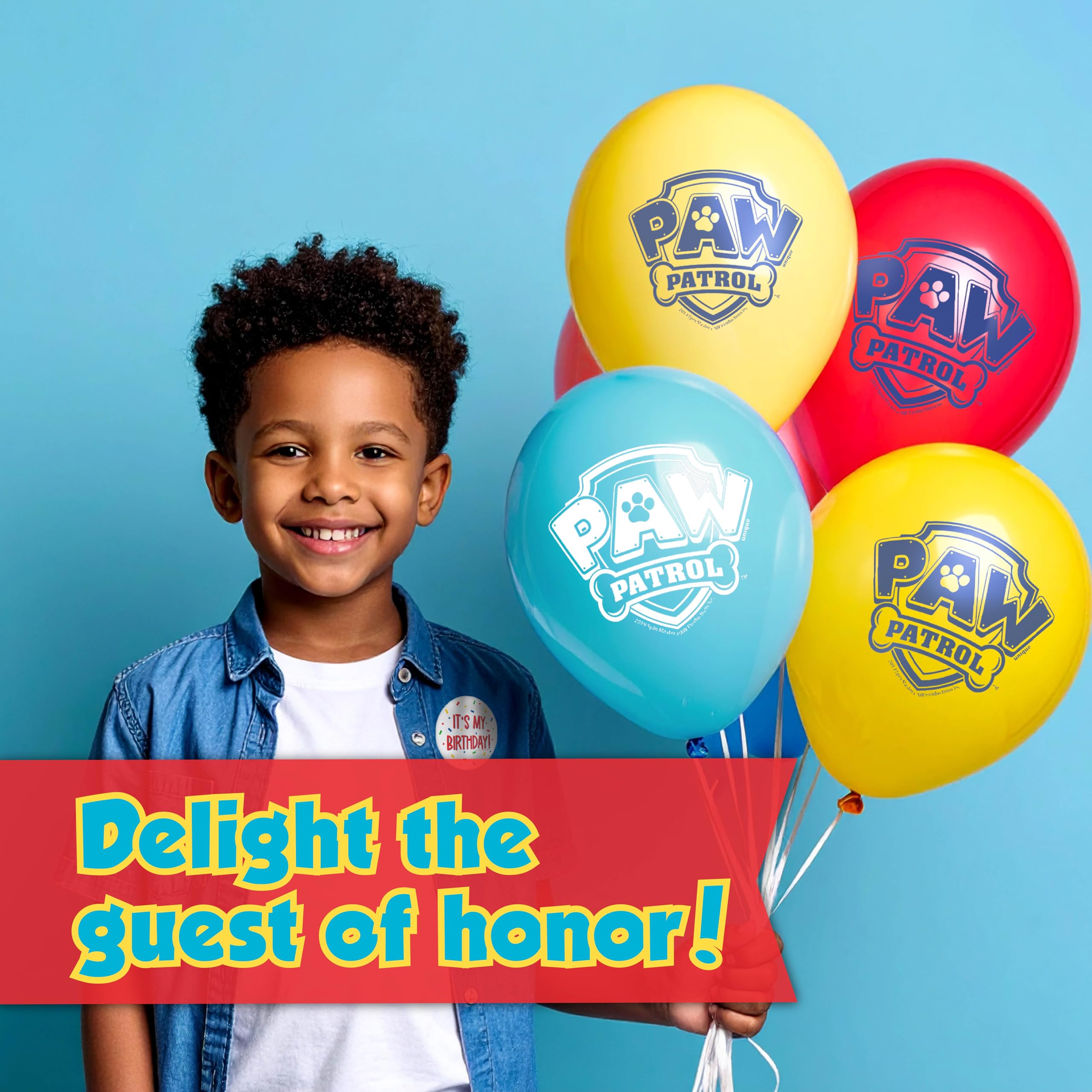 Unique Paw Patrol 'It's My Birthday' sticker adds a finishing celebratory touch