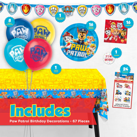 Unique Paw Patrol tablecloth 54x84 protects surfaces while brightening the party table.