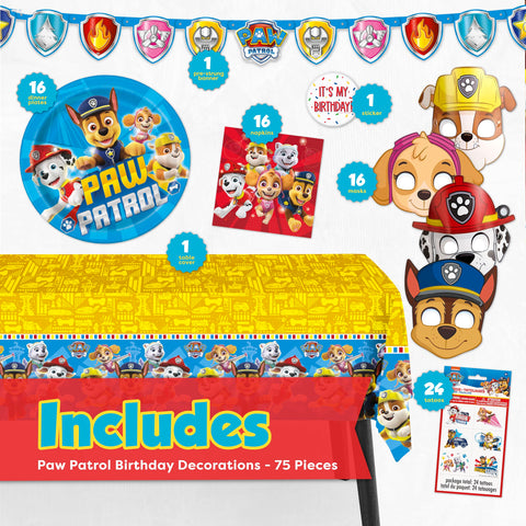 Unique Paw Patrol tablecloth 54x84 inches protects surfaces during snacks and cake.