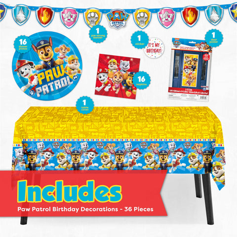 Unique Paw Patrol tablecloth protects surfaces during cake and refreshments