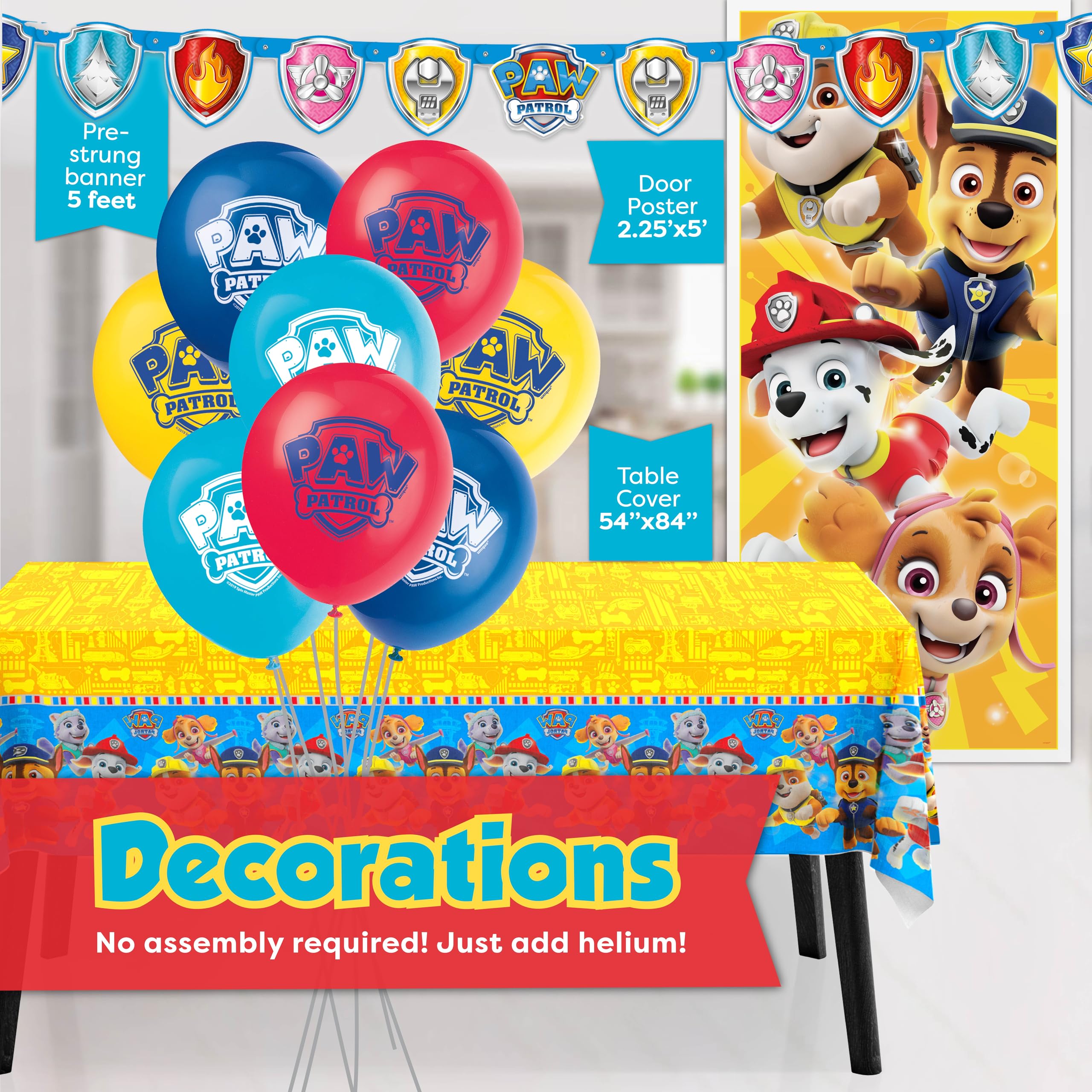Unique Paw Patrol tablecloth protects surfaces and brightens the table.