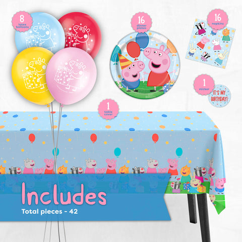 Unique Peppa Pig tablecloth 54x84 protects surfaces during snacks.