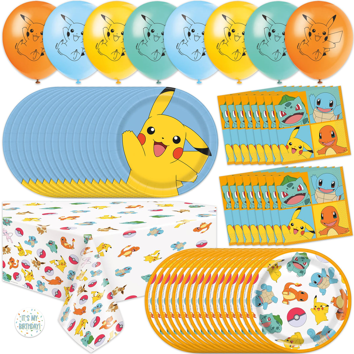 Unique Pokemon birthday balloons brighten the party scene with bold colors.