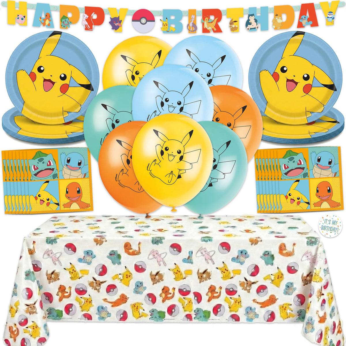 Unique Pokemon banner featuring characters for an instant party backdrop.