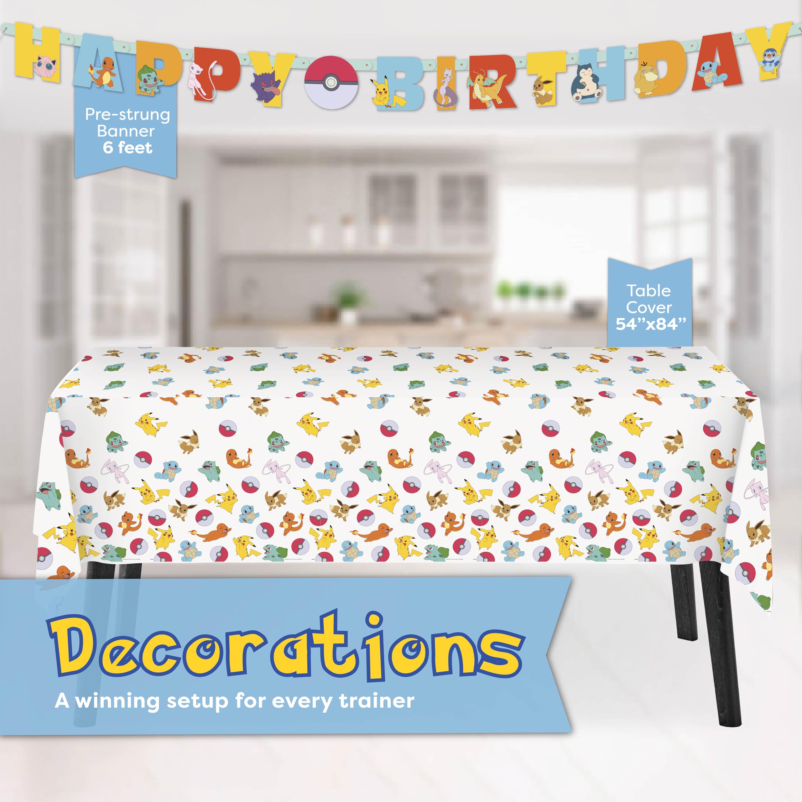 Unique Pokemon dessert plates coordinate with cakes and cupcakes.