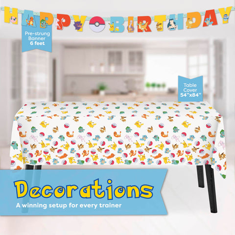 Unique Pokemon dessert plates coordinate with cakes and cupcakes.