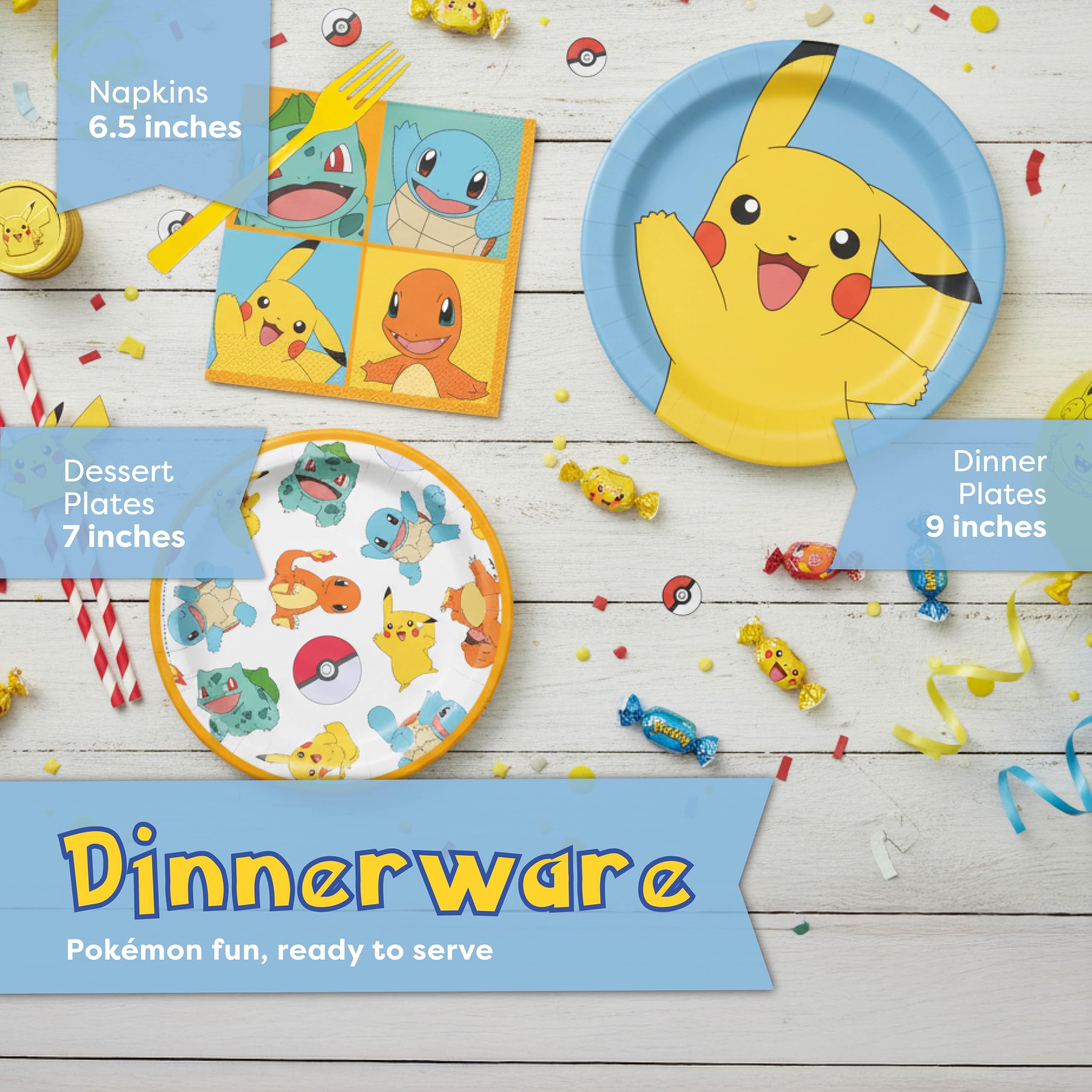 Unique Pokemon 9-inch dinner plates handle cake and pizza without bending.