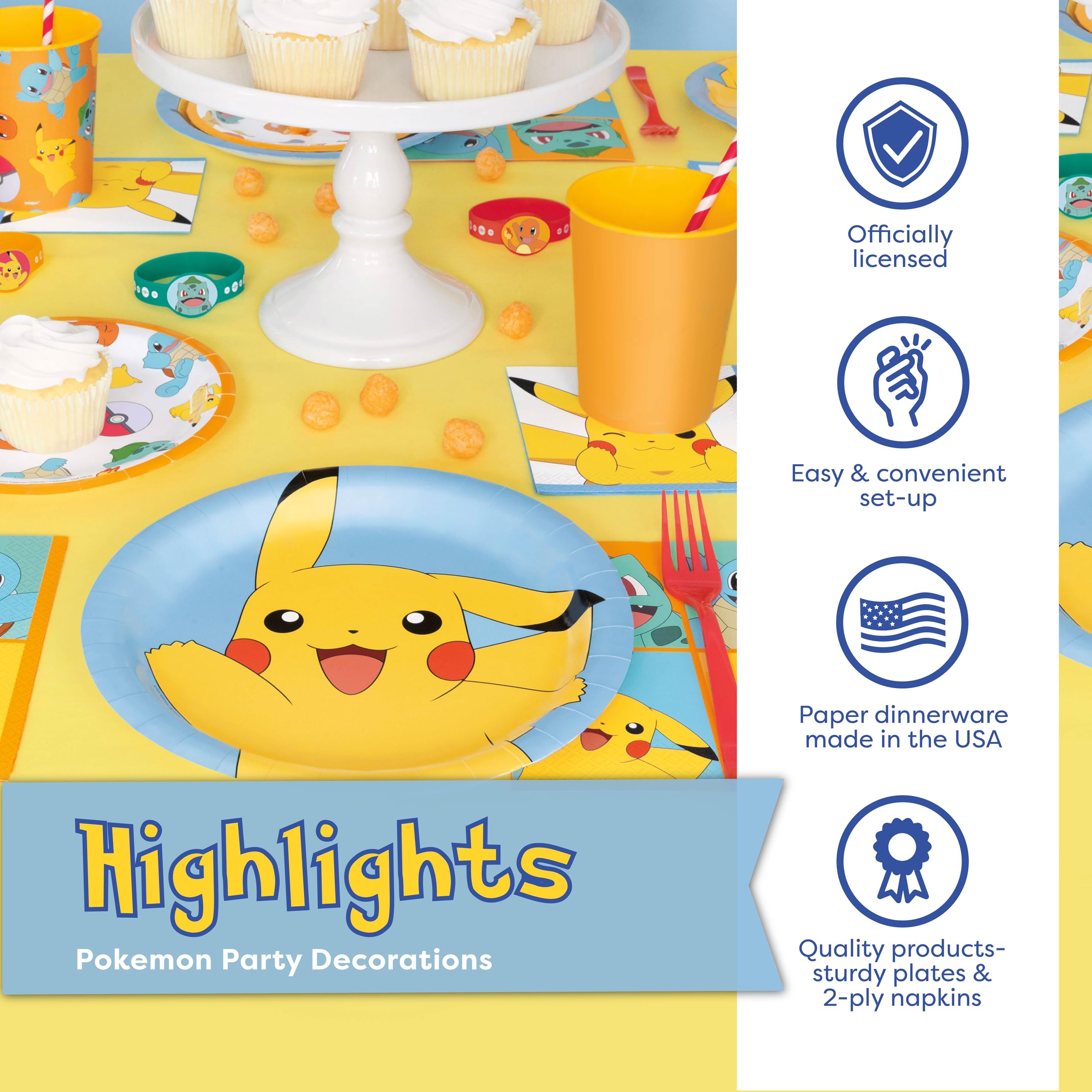 Unique Pokemon 6.5-inch napkins absorb spills while keeping the theme.