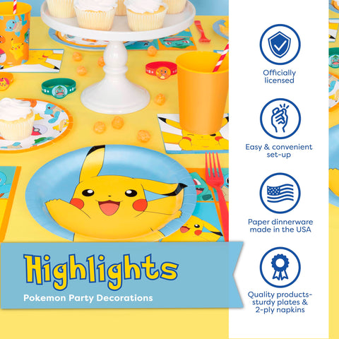 Unique Pokemon 6.5-inch napkins absorb spills while keeping the theme.