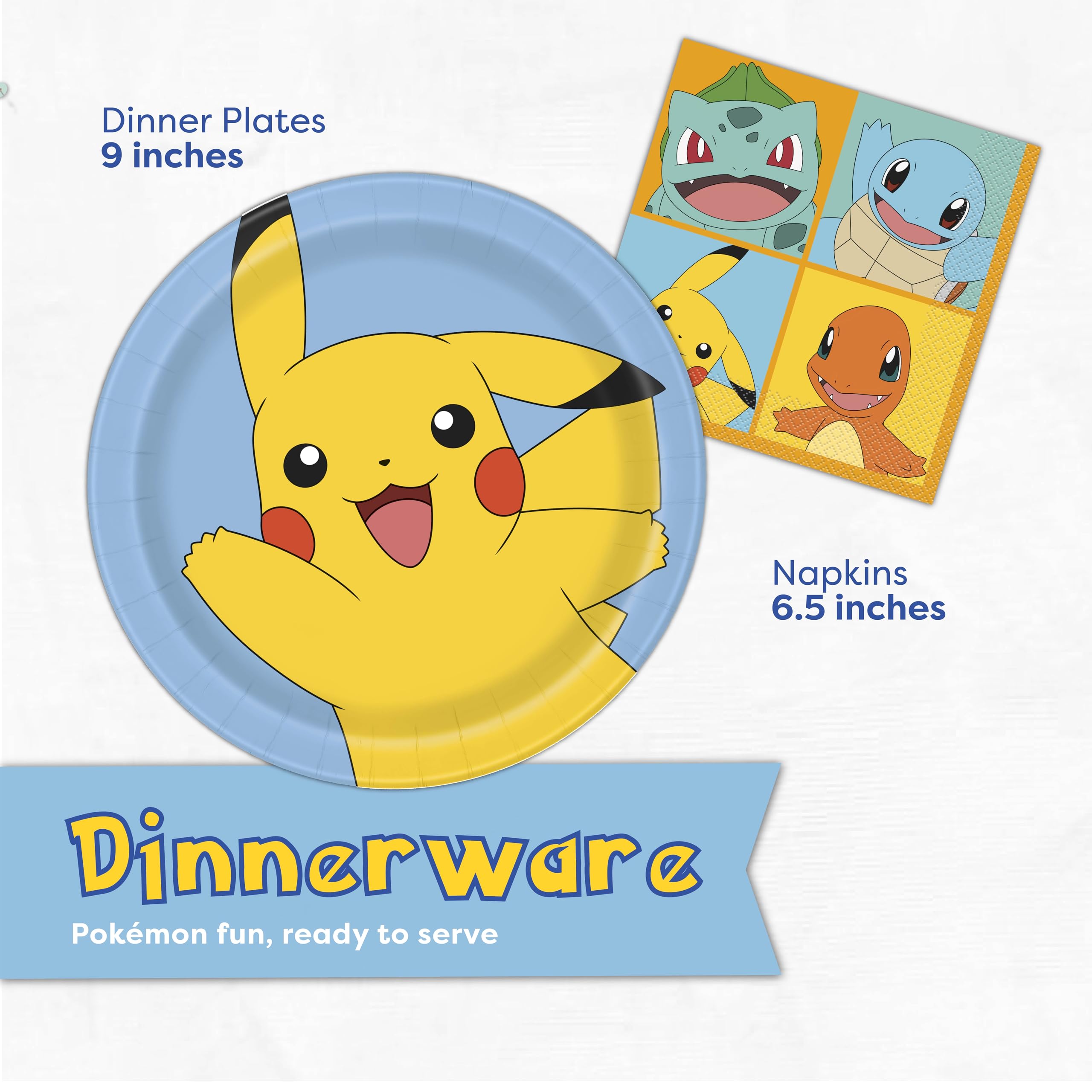 Unique Pokemon napkins help keep hands clean during party snacks.