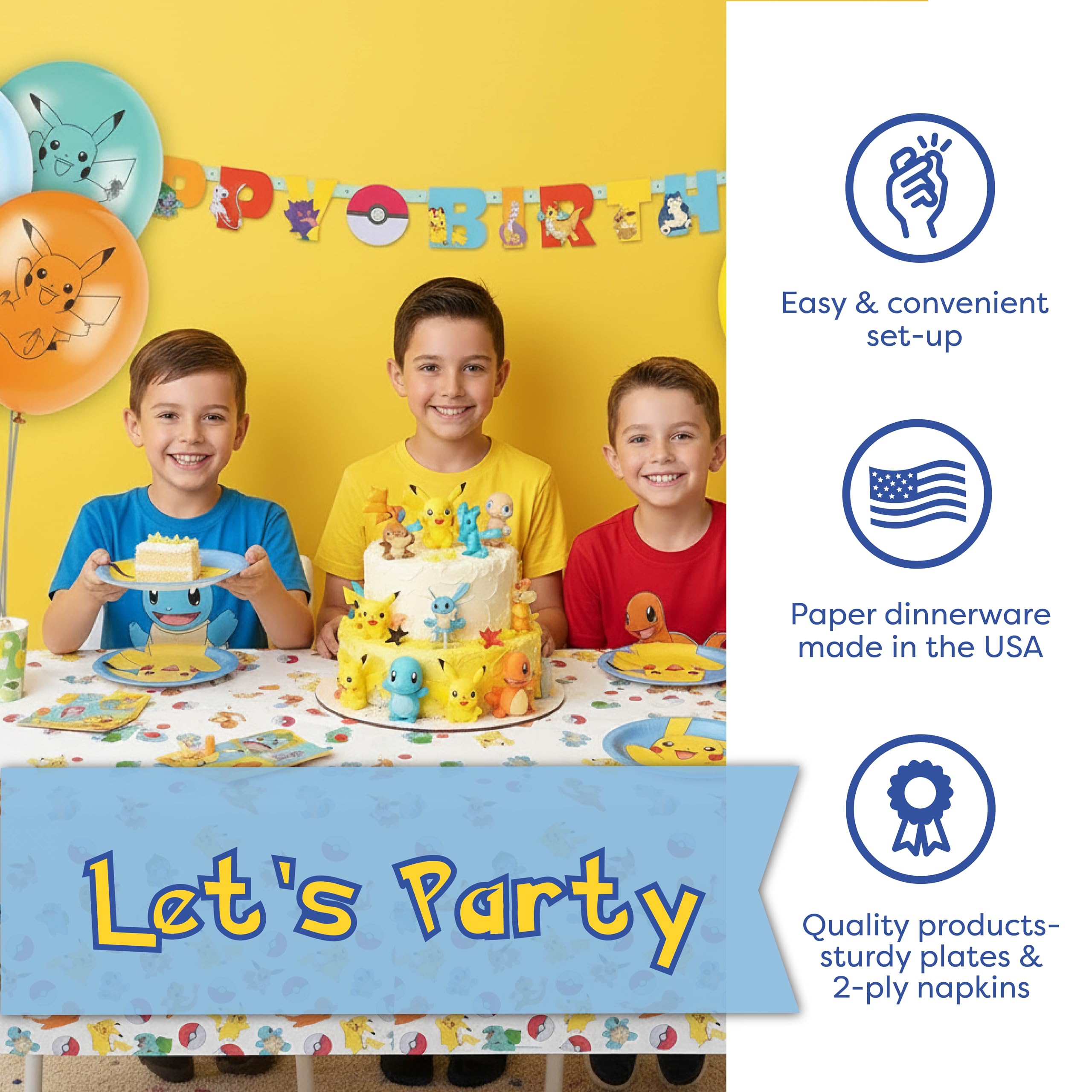 Unique Pokemon party supplies kit shows a complete decor solution.
