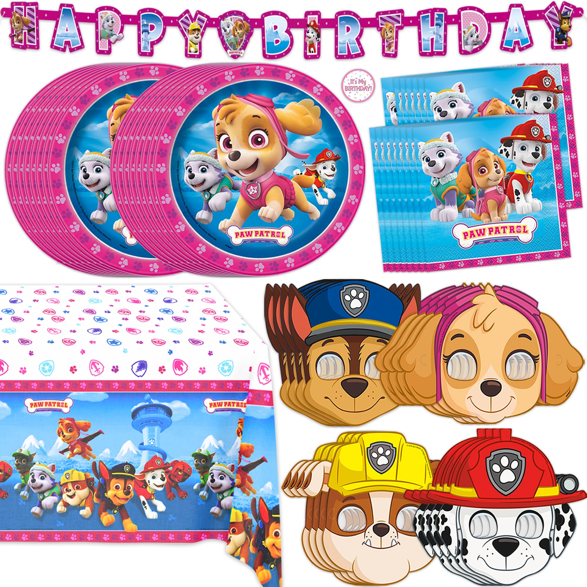Unique Skye Paw Patrol pink banner enhances birthday party decor