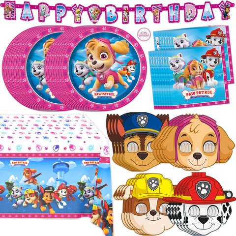 Unique Skye Paw Patrol pink banner enhances birthday party decor