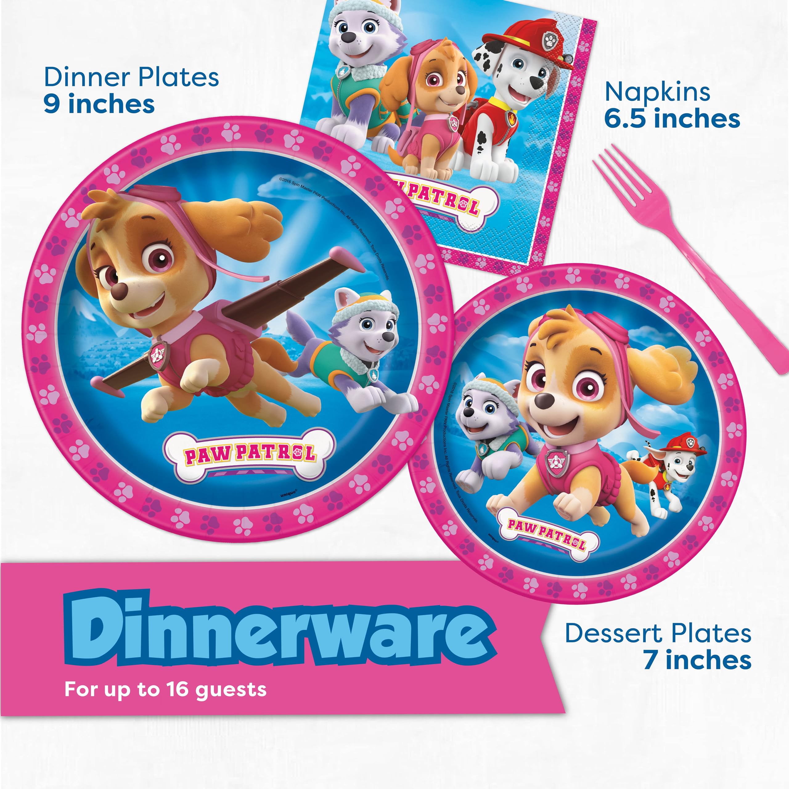 Unique Skye Paw Patrol birthday banner creates a bold party backdrop.