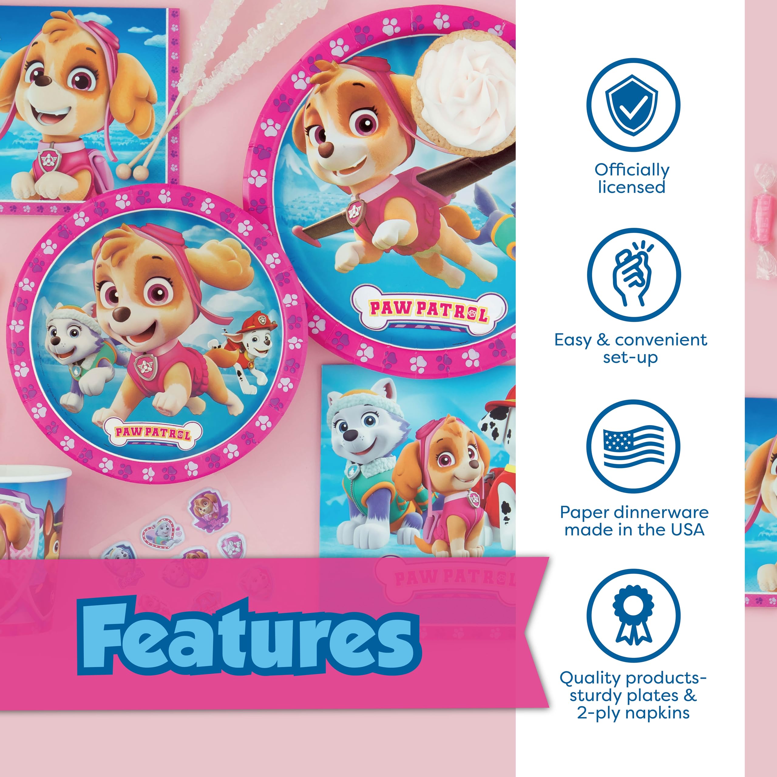 Unique Skye Paw Patrol dinner plates support easy, mess-free serving.