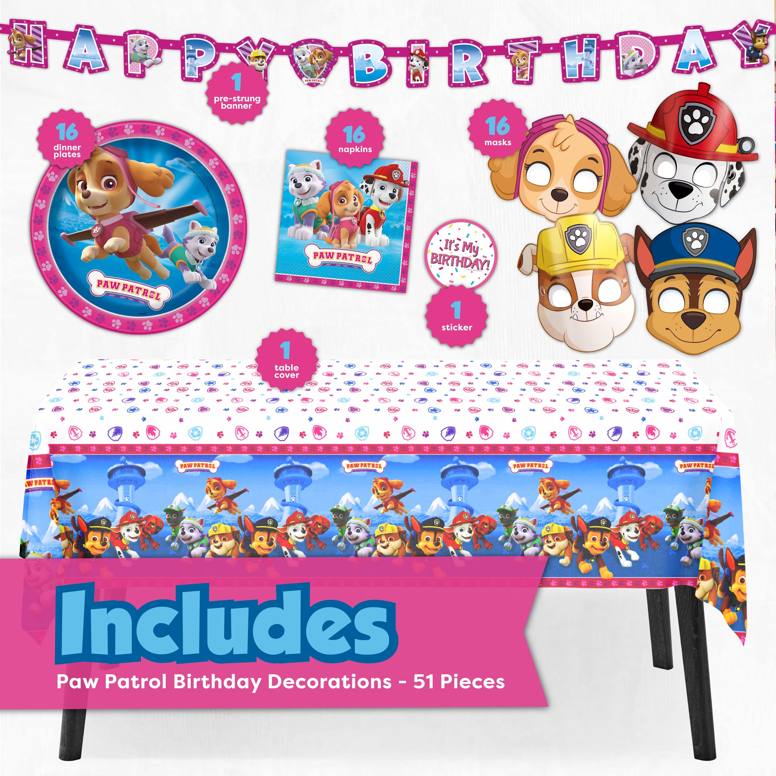 Unique Skye Paw Patrol tablecloth protects surfaces during celebrations