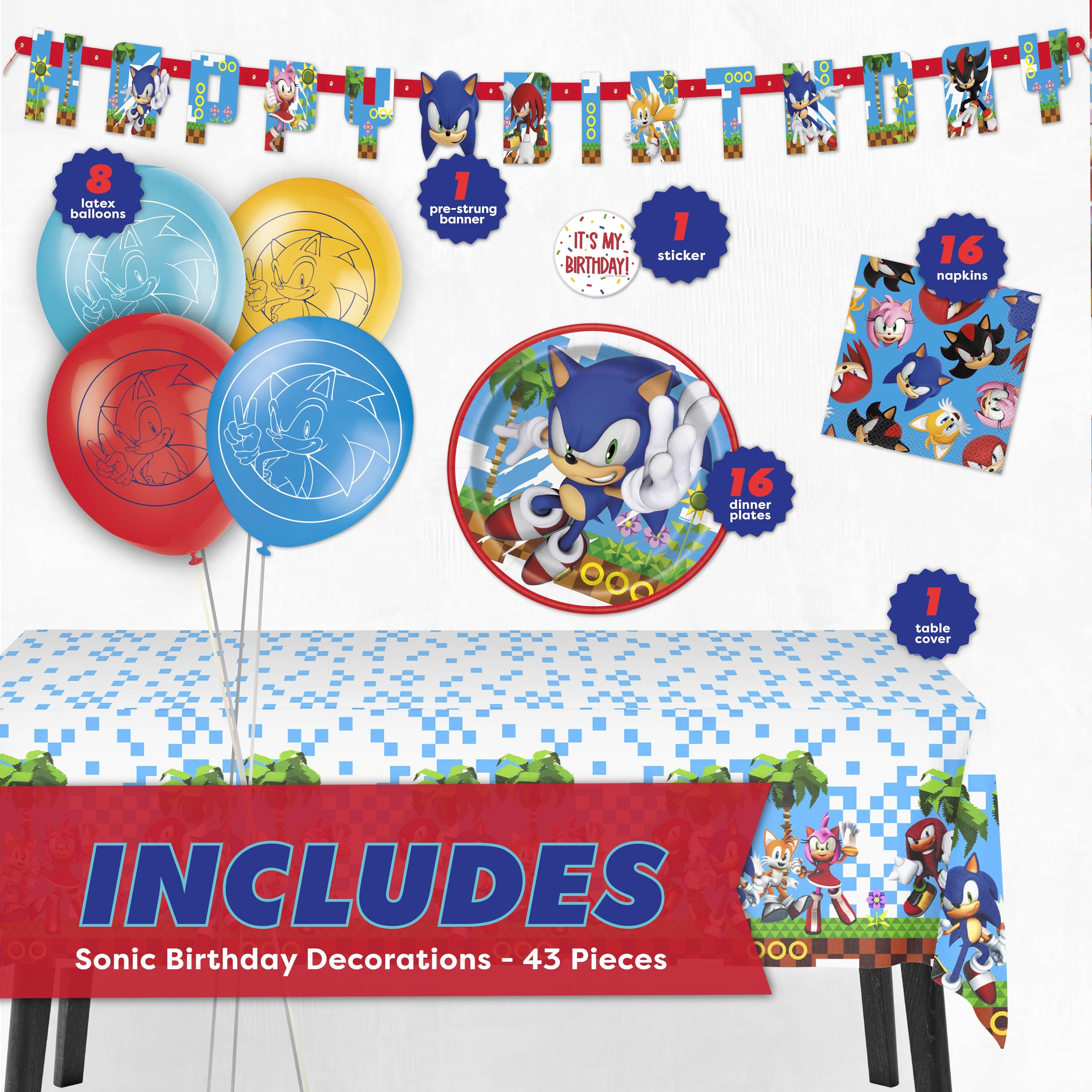 Unique Sonic banner adds bold birthday flair for photos and décor.
