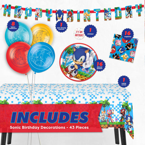 Unique Sonic banner adds bold birthday flair for photos and décor.