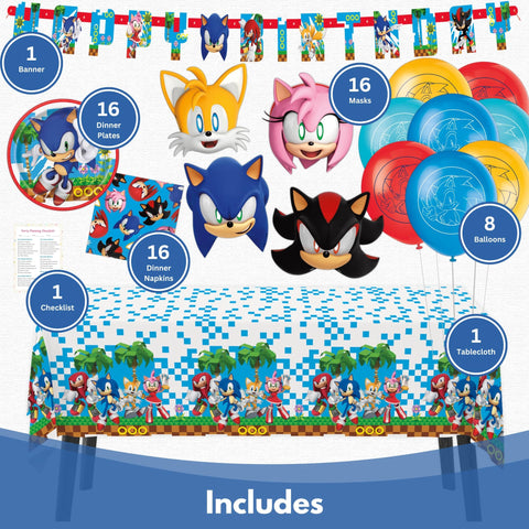 Unique Sonic napkins for 16 guests complement meals and desserts.