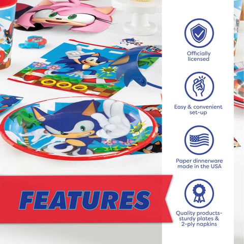 Unique Sonic 6.5-inch napkins simplify cleaning while matching the theme.